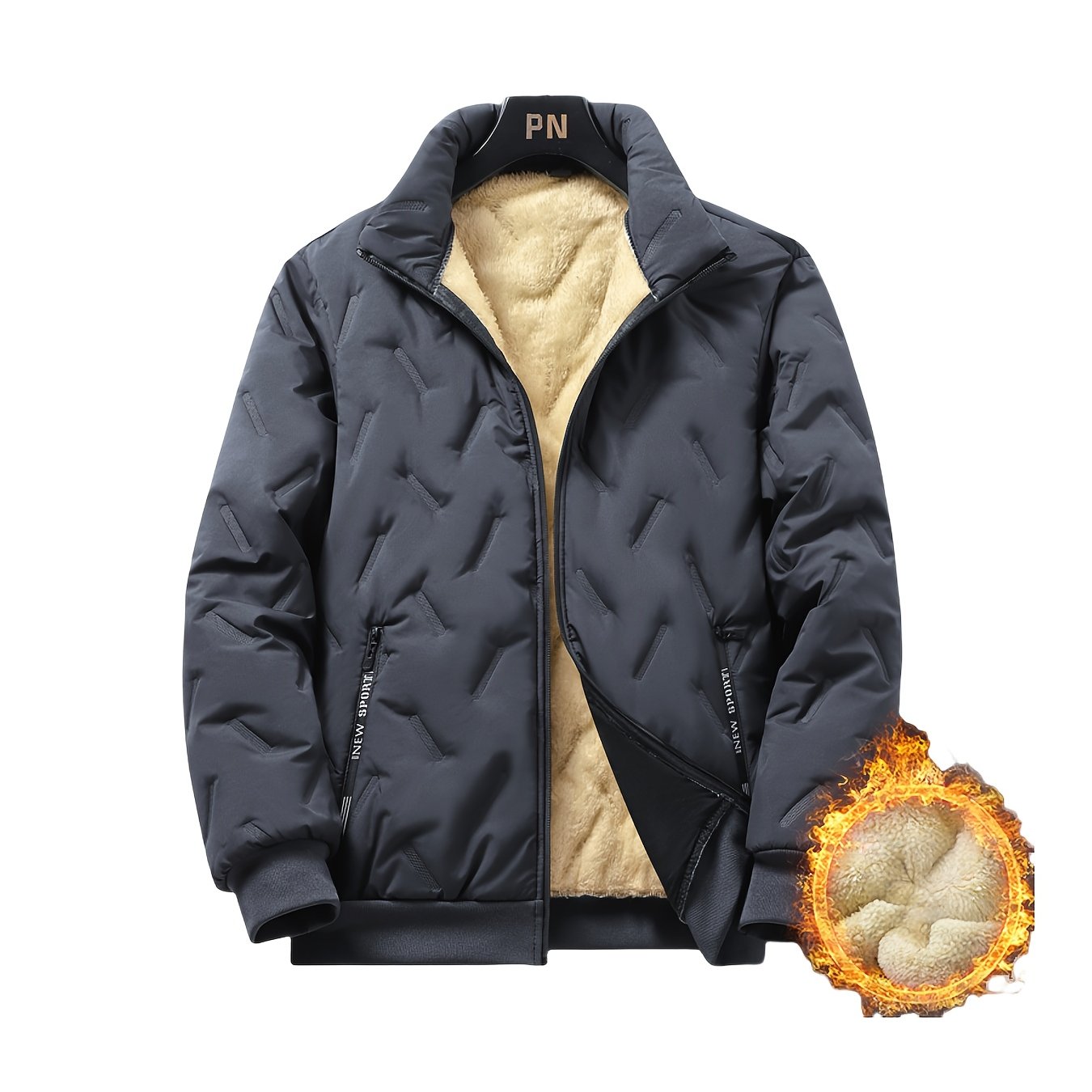 Men’s Black Fleece Winter Jacket – Warm & Minimalist
