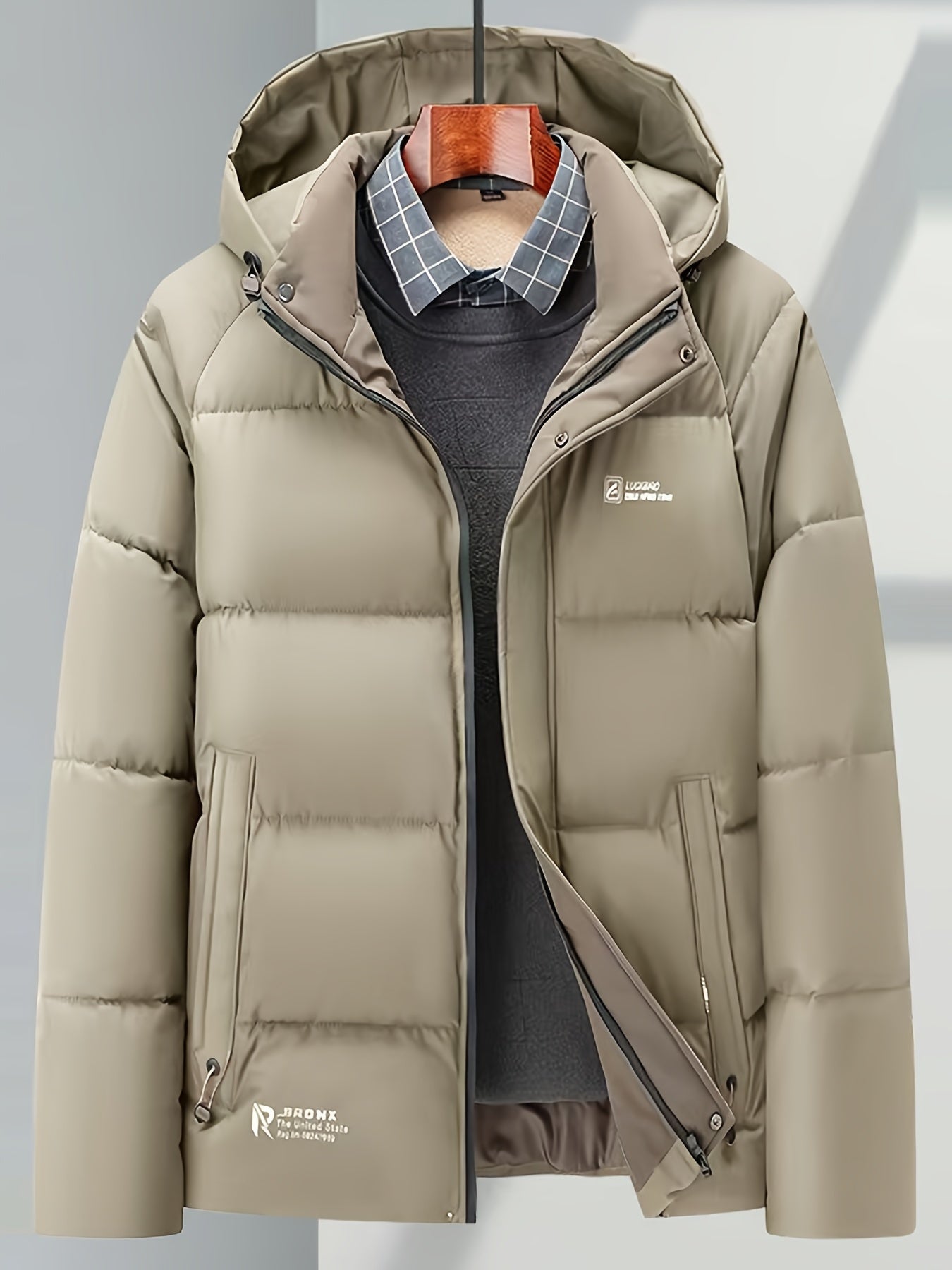 Men’s Beige Winter Hooded Coat – Warm, Stylish & Functional
