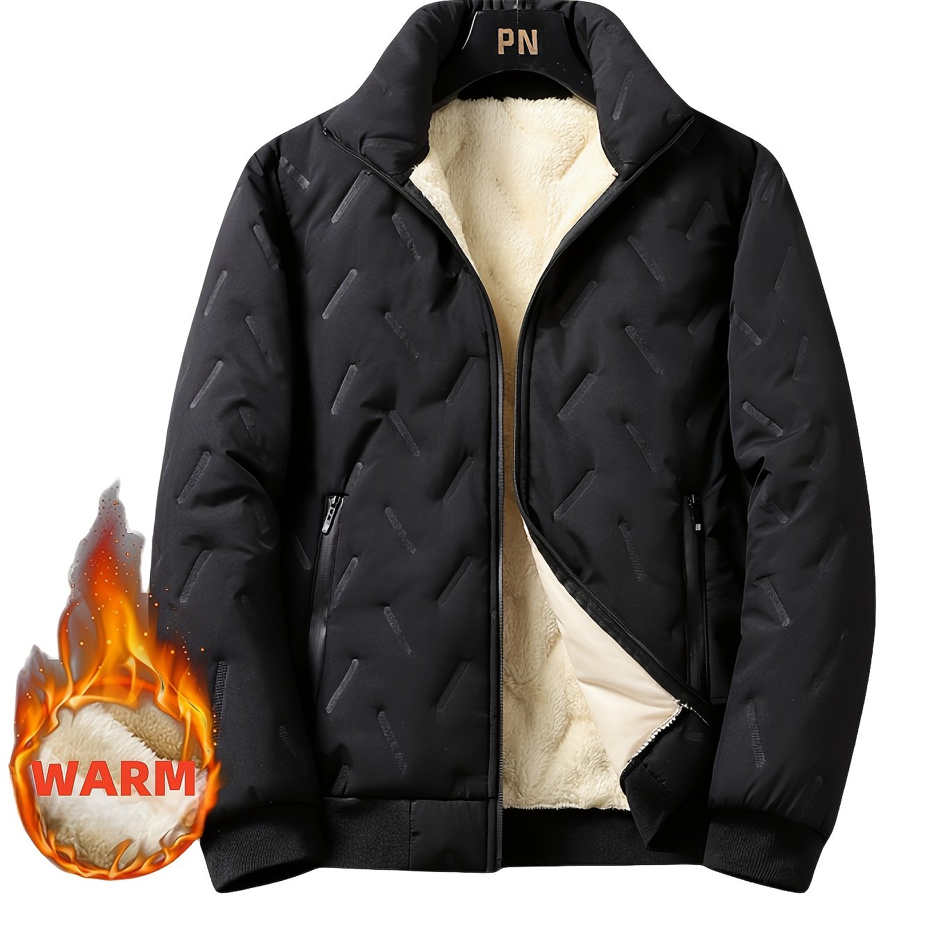 Men’s Black Fleece Winter Jacket – Warm & Minimalist