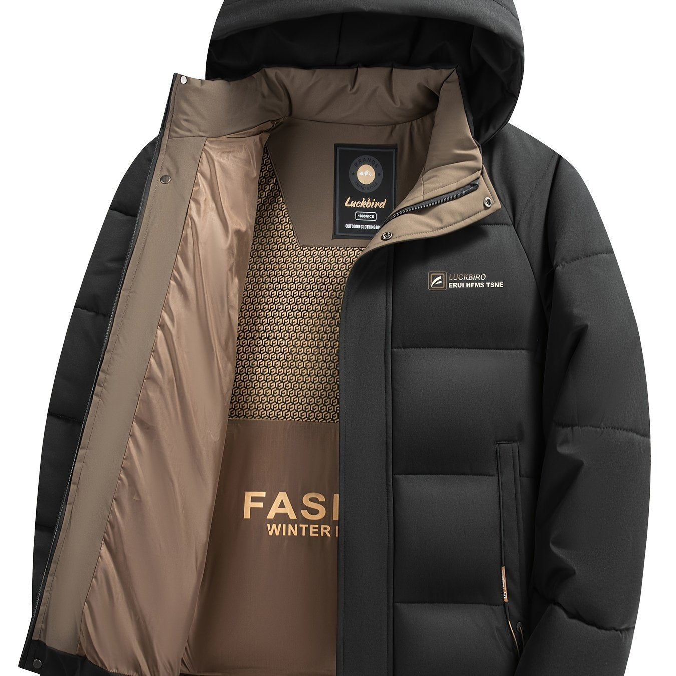 Men’s Beige Winter Hooded Coat – Warm, Stylish & Functional
