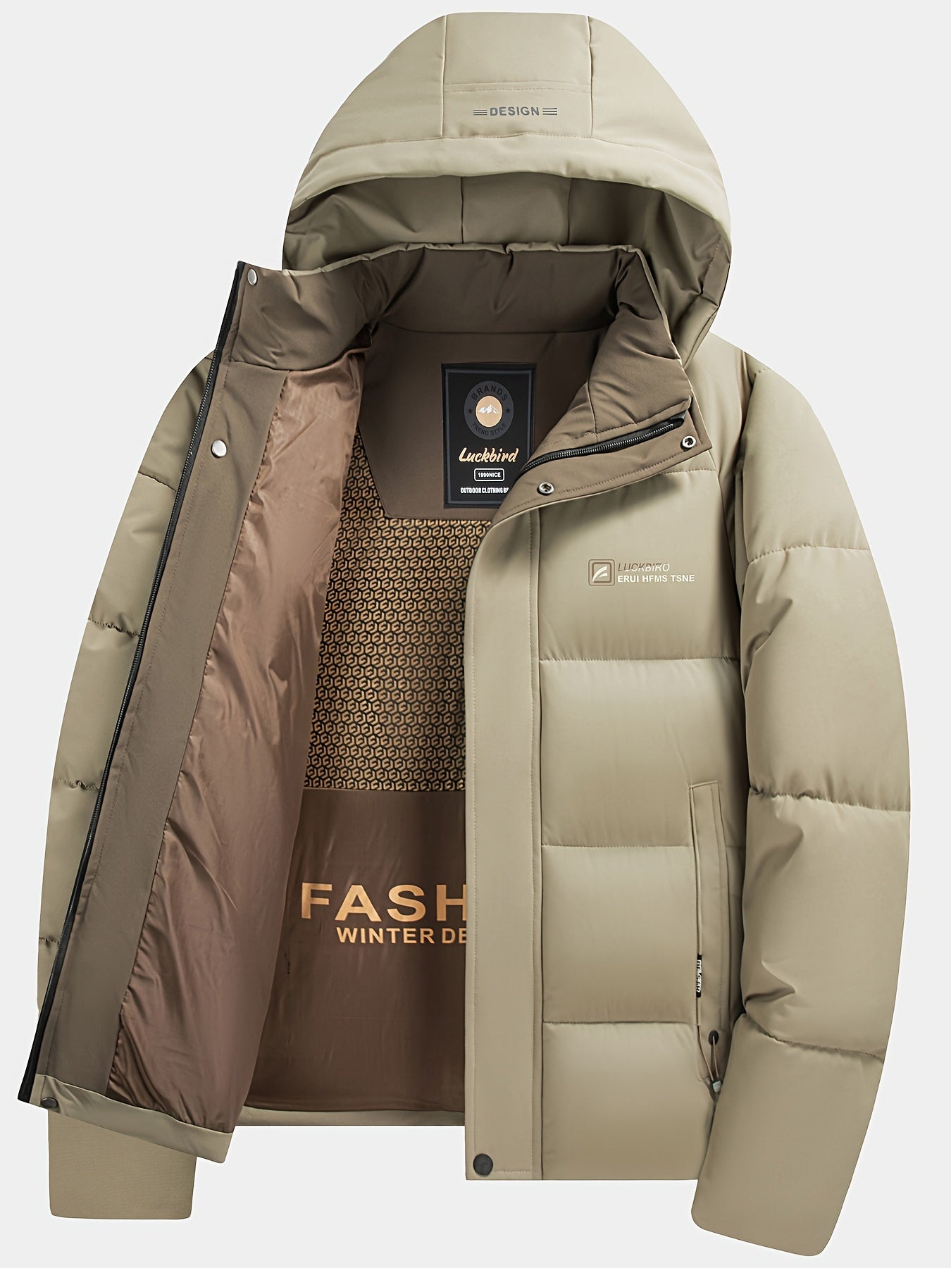 Men’s Beige Winter Hooded Coat – Warm, Stylish & Functional