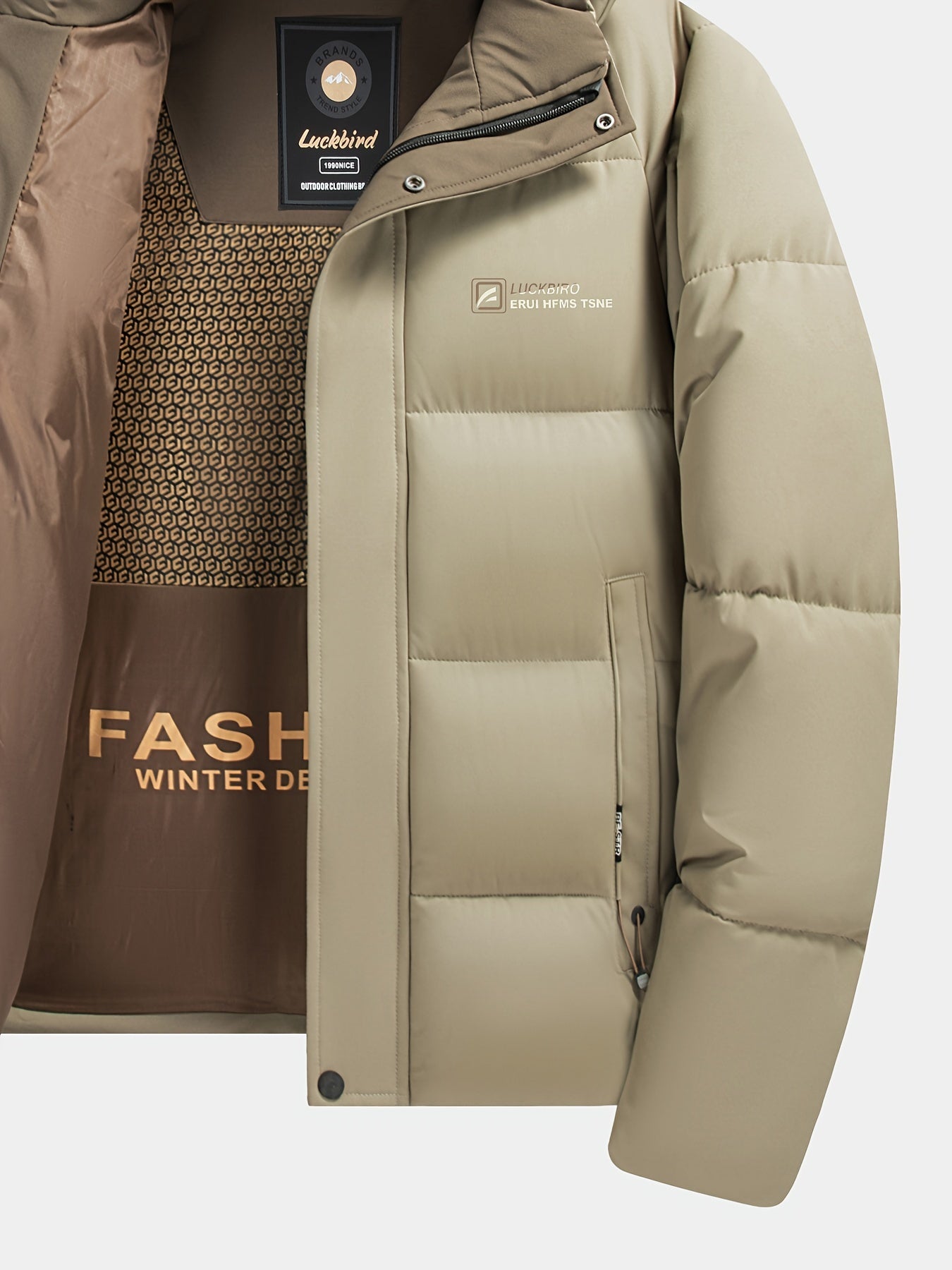 Men’s Beige Winter Hooded Coat – Warm, Stylish & Functional