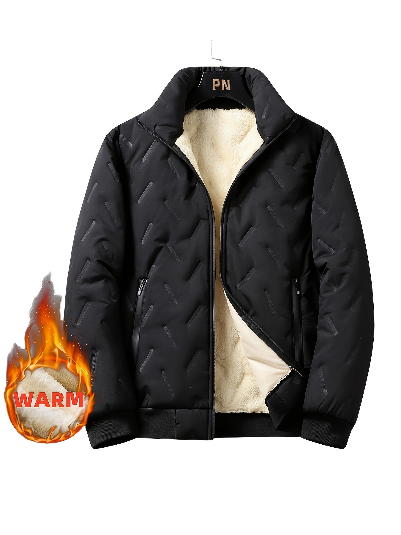 Men’s Black Fleece Winter Jacket – Warm & Minimalist
