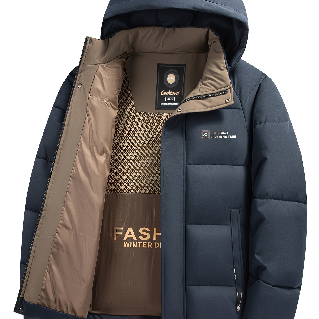 Men’s Beige Winter Hooded Coat – Warm, Stylish & Functional