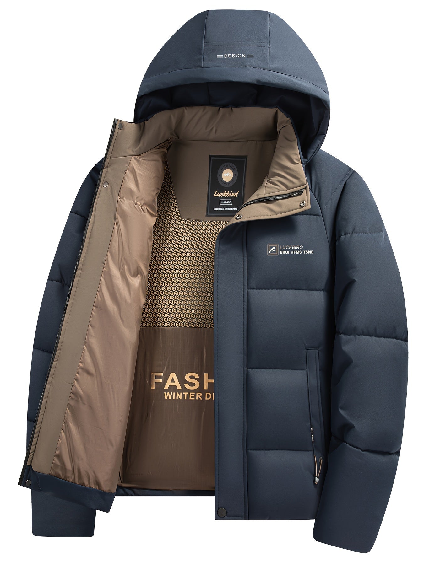 Men’s Beige Winter Hooded Coat – Warm, Stylish & Functional