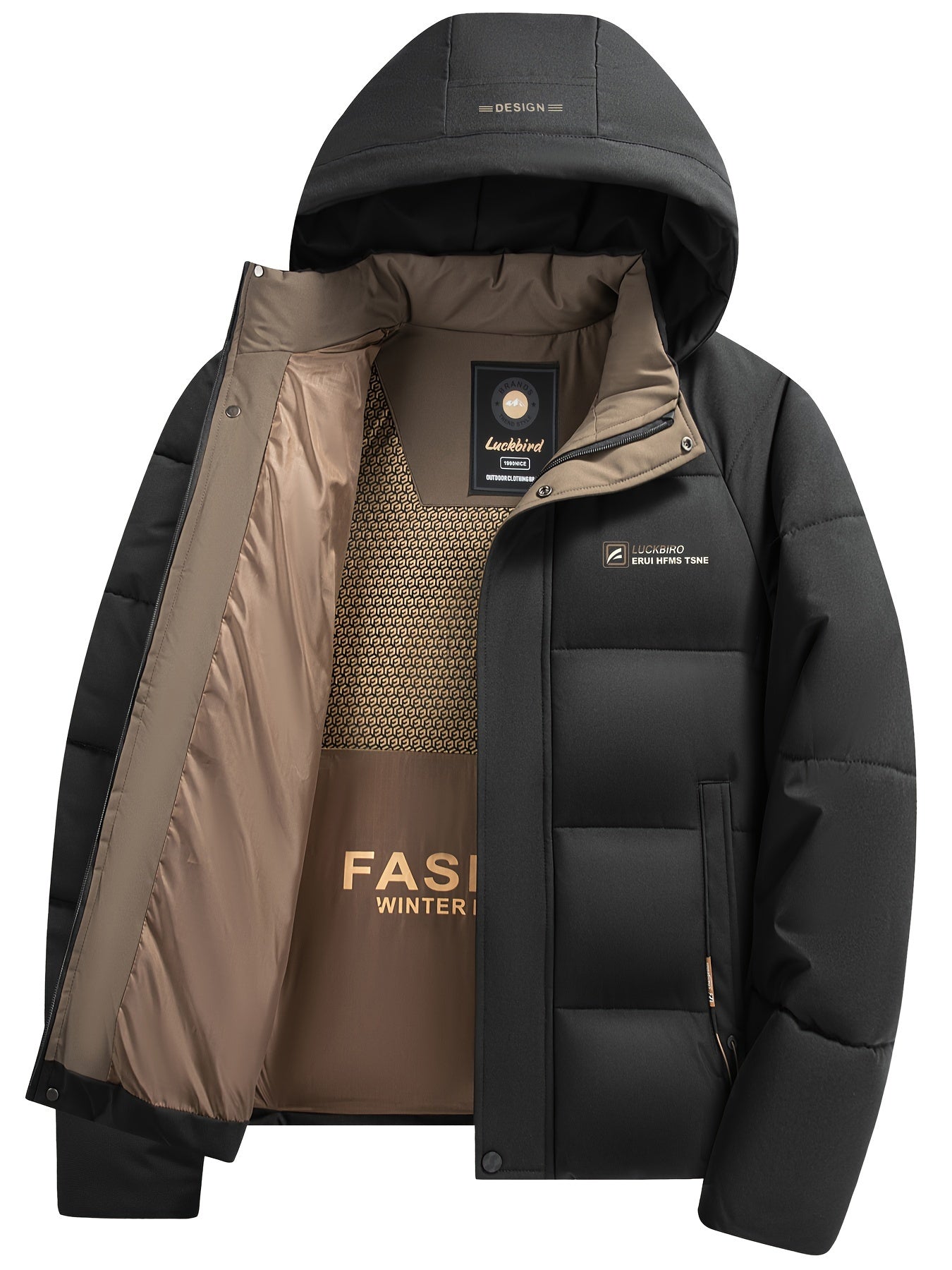 Men’s Beige Winter Hooded Coat – Warm, Stylish & Functional